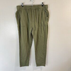 Old Navy Pants Womens L 100% Cotton Gauze Jogger Utility Army Green Pull On